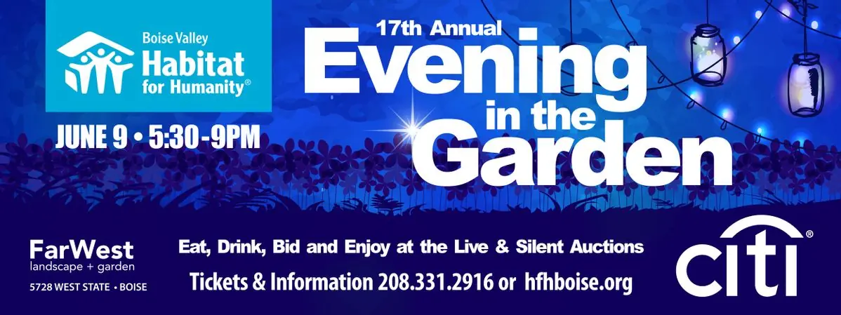 Flier for the 16th Annual Evening in the Garden June 9th 5:30 to 9 pm